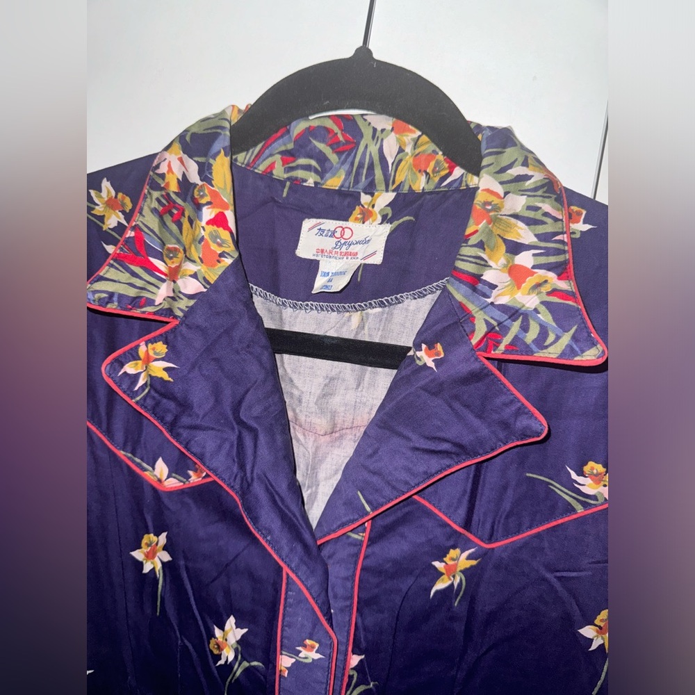 Vintage Daffodil Blue Floral Dress Size 8 - image 2